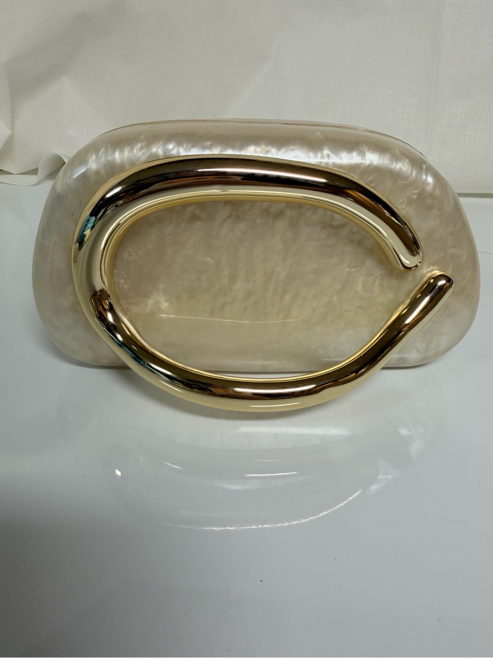 Pearlescent Ivory Clutch with Gold Accent